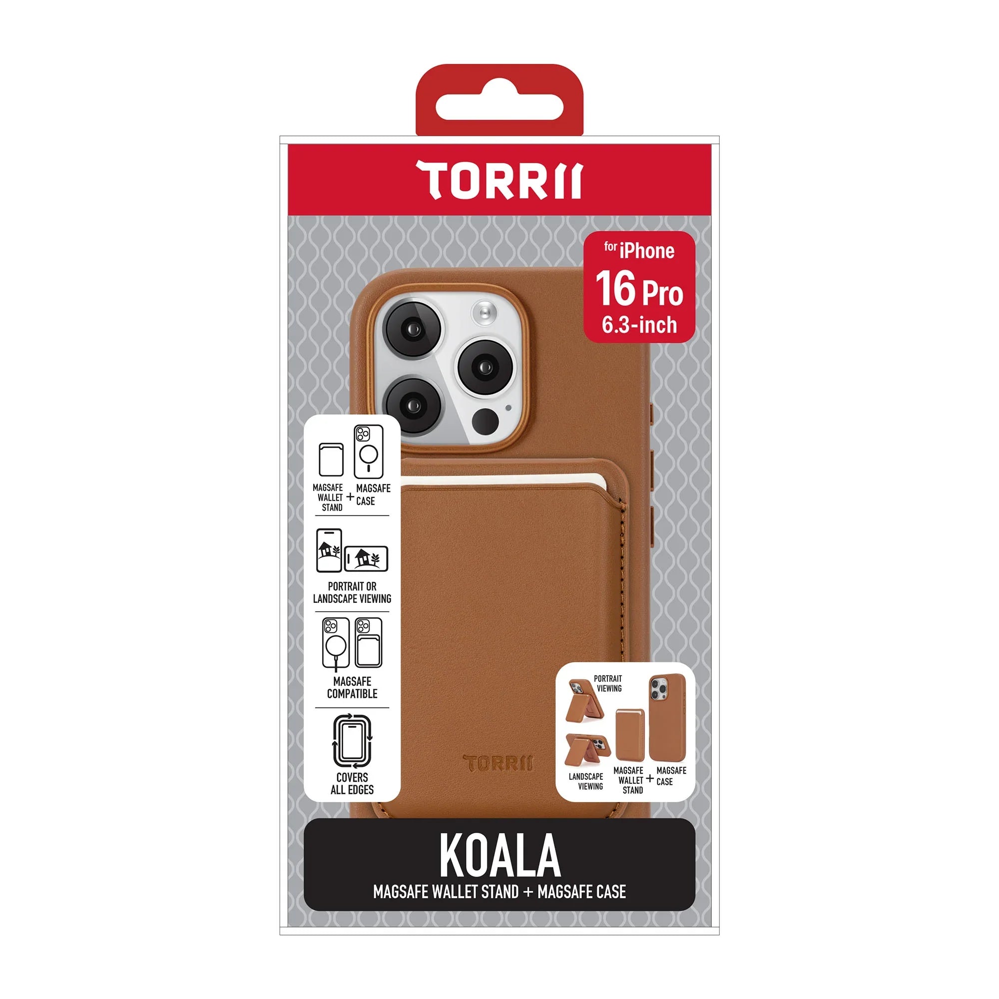 iPhone 16 Pro Torrii Koala MagSafe Case + Wallet Stand - Brown - Tashqila iPhone 16 Pro Torrii Koala MagSafe Case + Wallet Stand - Brown - Tashqila